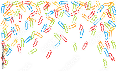 Paper clip falling border colorful decoration flat illustration