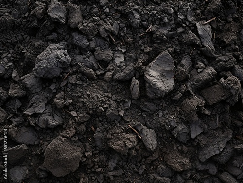 Black Dirt road texture Soil background. © Darcraft