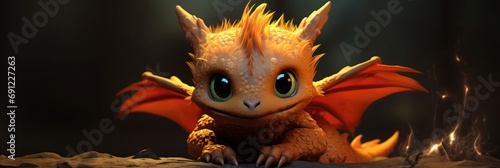 baby dragon with wings banner photo