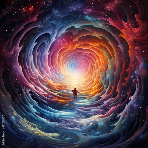 A surreal space-time vortex with swirling colors