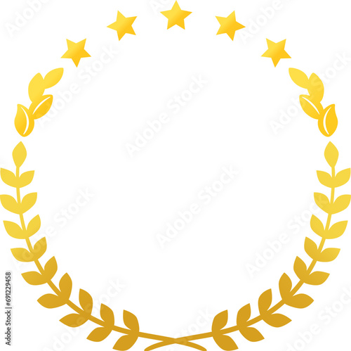 月桂樹と星の円形フレーム