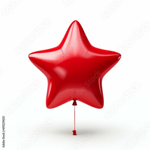 Shiny Red Star Balloon Isolated on White. Generative ai