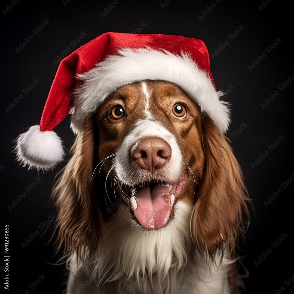 dog in christimas hat dog in christimas hat
