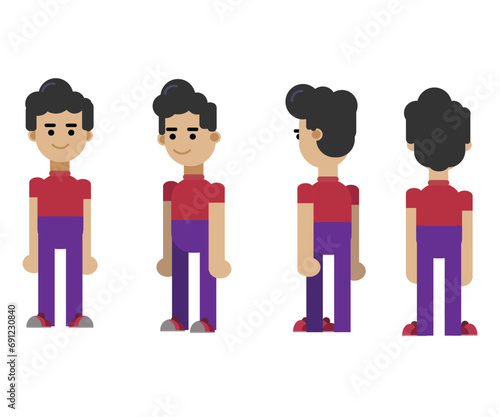 vector cartoon boy character template people in different poses 
