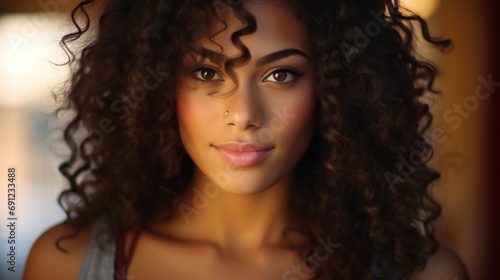 Portrait of an attractive brown young woman  photo