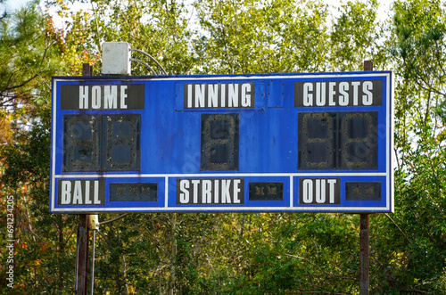 Canvas Print Scoreboard on a baseball field.
