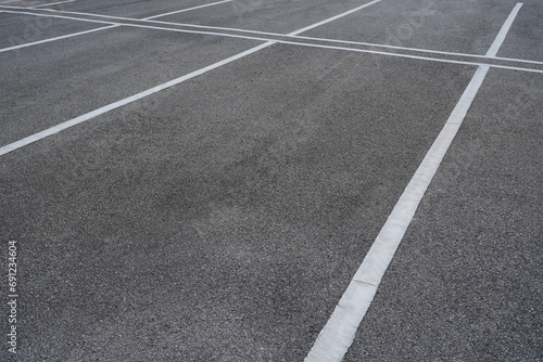 White lines in parking spaces in the park