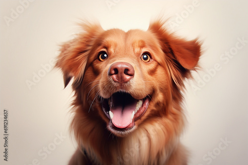 golden retriever dog portrait. Studio photo. Day light. Concept of care, education, obedience training and raising pets