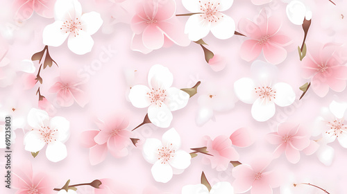cherry blossom flowers seamless pattern
