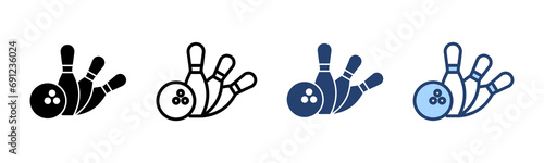 Bowling icon vector. bowling ball and pin sign and symbol.