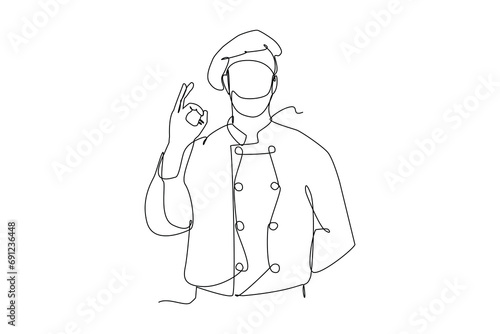 Professional chef continues line vector illustration