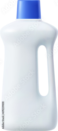 White plastic bottle mockup for cleaning products and detergents. Isolated realistic 3d vector template for household chemicals, soap, stain removers, laundry bleach, and cleaners ready for branding