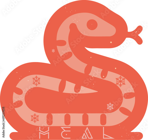 Vector icon of the Snake, in Swedish folk art style, with elements from Dalarna region in Sweden, showcasing Swedish folk heritage. Part of a Chinese Zodiac set in Swedish folk art style..