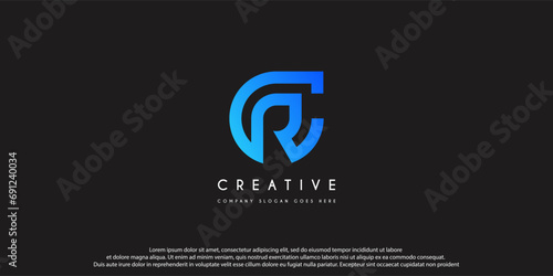 Logo letter CR, C, R creative design initials Abstract design - Vector