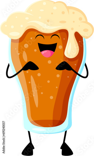 Cartoon cheerful funny soda drink takeaway fast food character. Isolated vector glass cup with bubbly foam and wide smile on happy face. Fizzy drink personage, bubbling with excitement, and fun
