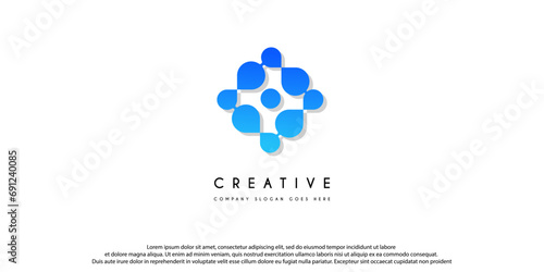 Modern Simple Triangular 3 dots, digital tree circle link connection geometric triangle shape logo design