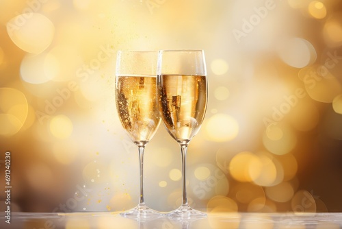 2024 Champagne Elegance, Golden Time, Abstract Bokeh
