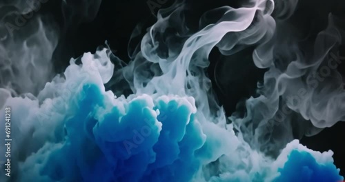 blue color smoke background, slow motion video