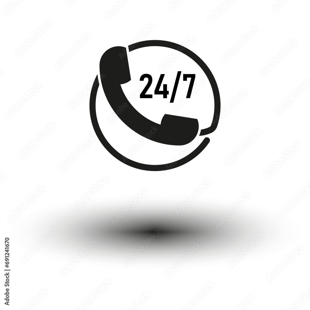 24 Hour Hotline Icon. Vector illustration. EPS 10. 24 Hour Hotline Icon. Vector illustration. EPS 10.