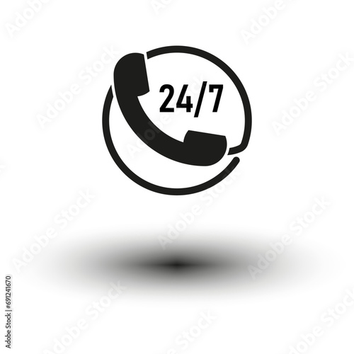 24 Hour Hotline Icon. Vector illustration. EPS 10.