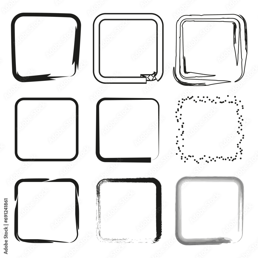 Set of grunge square. Vector illustration. EPS 10. Set of grunge square. Vector illustration. EPS 10.