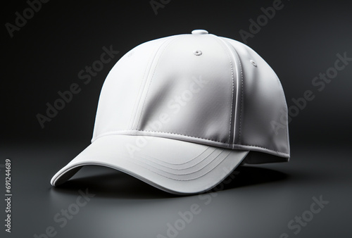 mock up Plain white baseball cap, black background. AI generated Images