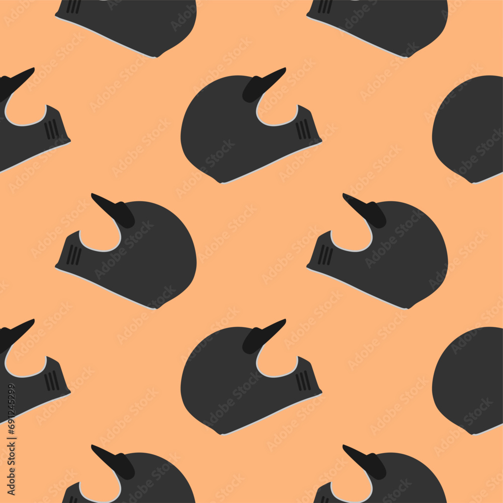 Fototapeta premium Motorcycle helmet seamless pattern vector illustration. motorcycle full face helmet