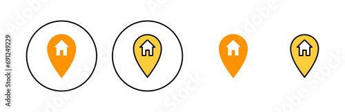 Address icon set for web and mobile app. home location sign and symbol. pinpoint