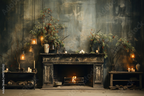 Vintage Fire Place Backdrop Photoshop Overlays Digital Overlays