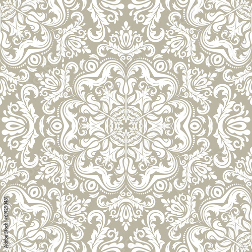 Orient classic beige and white pattern. Seamless abstract background with vintage elements. Orient pattern. Ornament for wallpapers and packaging