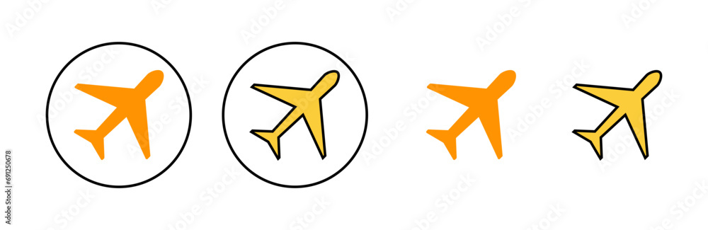 Plane icon set for web and mobile app. Airplane sign and symbol. Flight transport symbol. Travel sign. aeroplane