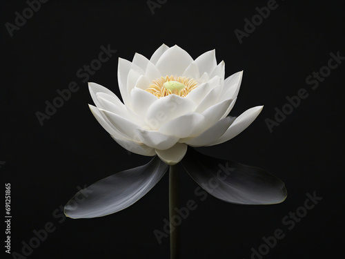white lotus flower on black background 