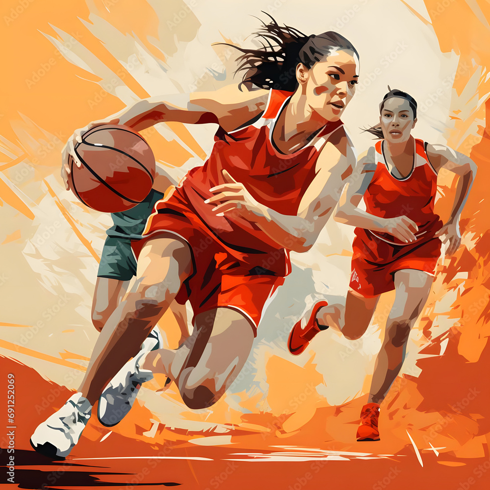 Photo &amp; Art Print A clipart of a female basketball player 
