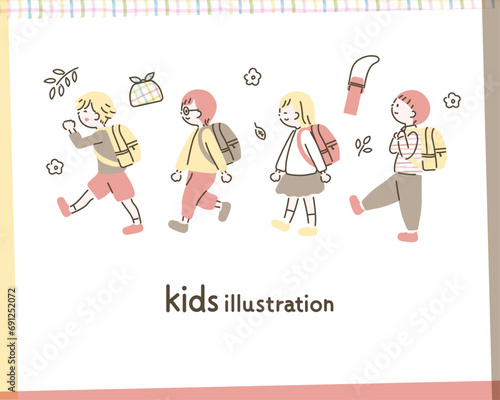 リュックを背負って歩く子供_2