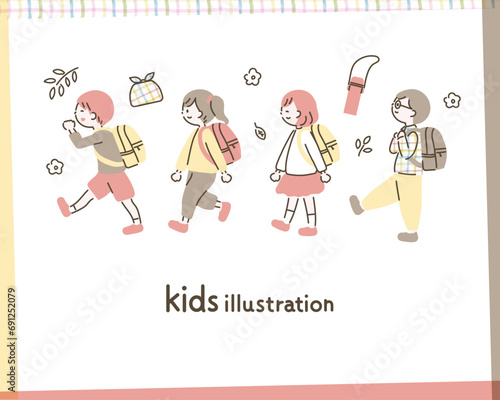 リュックを背負って歩く子供_1