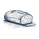 Fresh loaf woodcut style drawing vector illustration