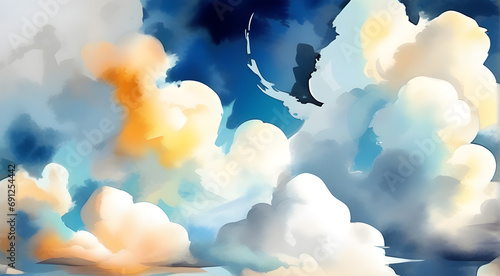 abstract fantasy background. Half moon, stars and clouds on the dark night sky background. 