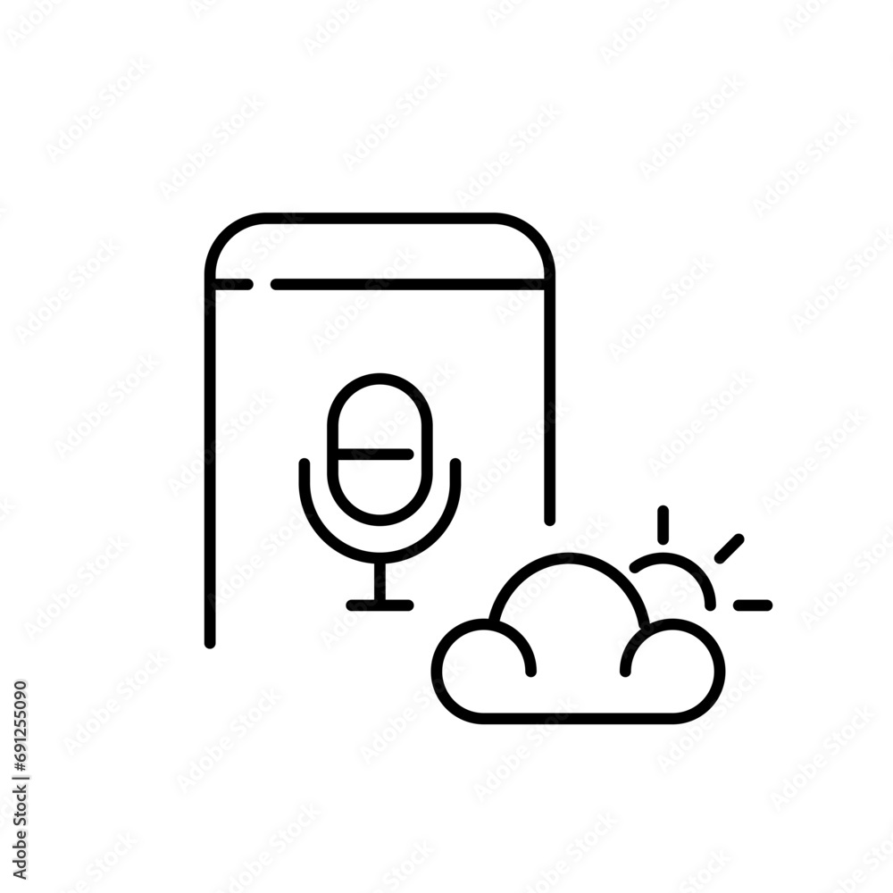 Using personal voice assistant to get weather forecast. Pixel perfect, editable stroke icon