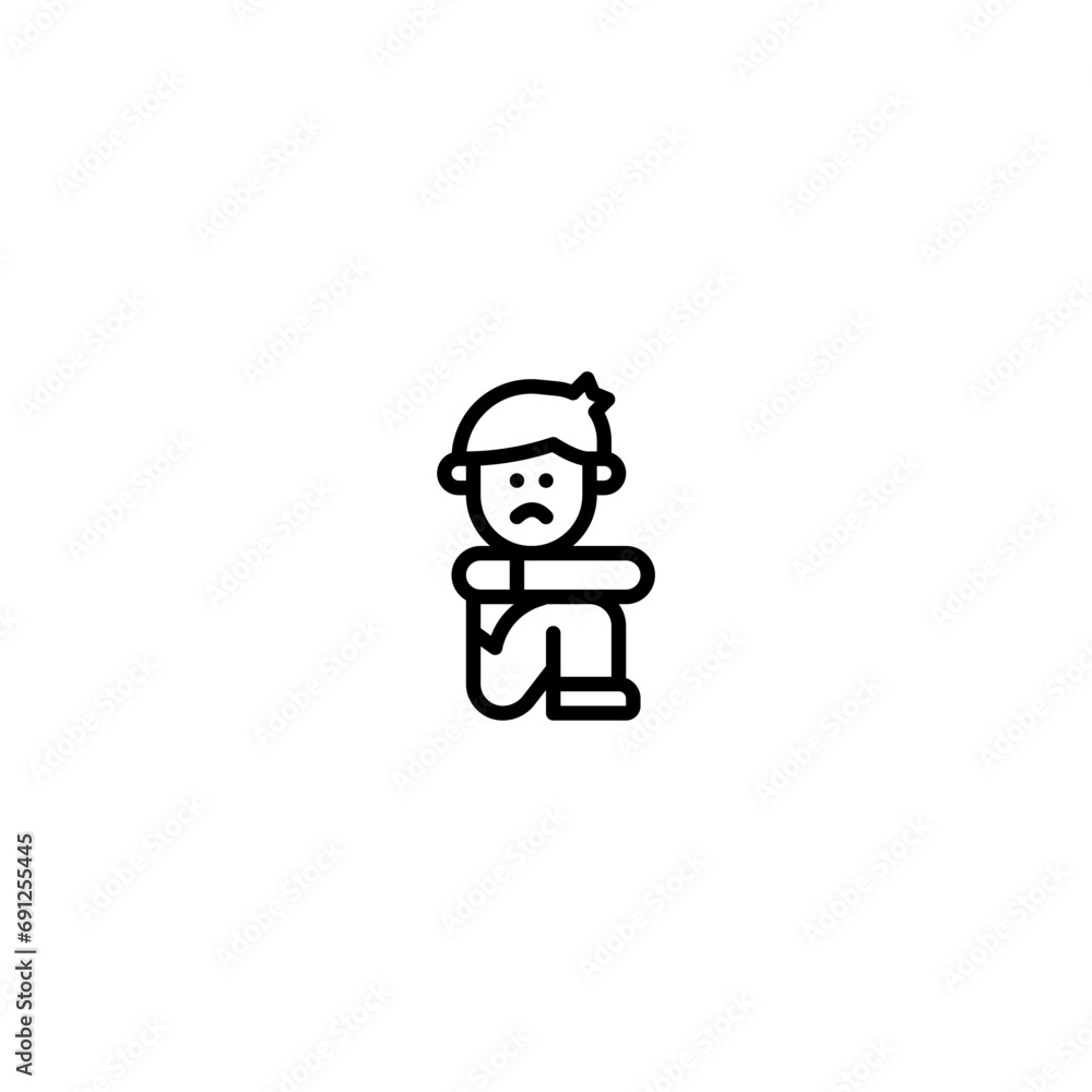 depressed and sad outline style icon and illustration - vector depressed and sad outline style icon and illustration - vector