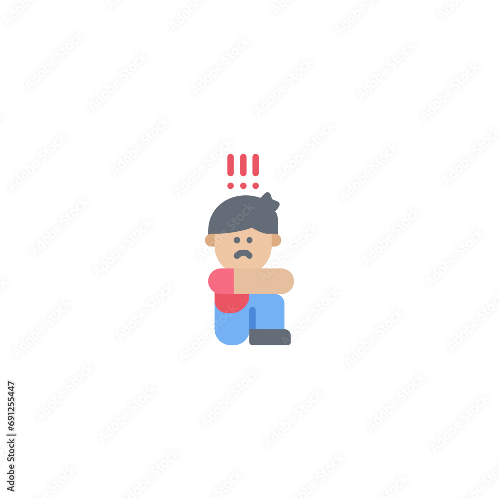depression and anxiety flat style icon and illustration - vector depression and anxiety flat style icon and illustration - vector