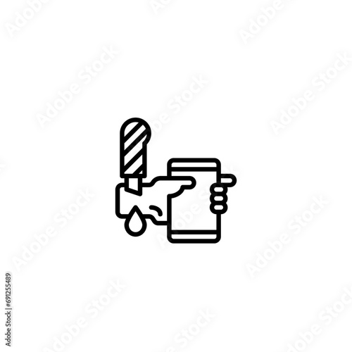 Cyber attack to suicide outline style icon and illustration - vector