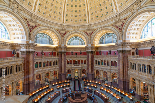 Interior of the Library of Congress building in Washington, DC, USA 