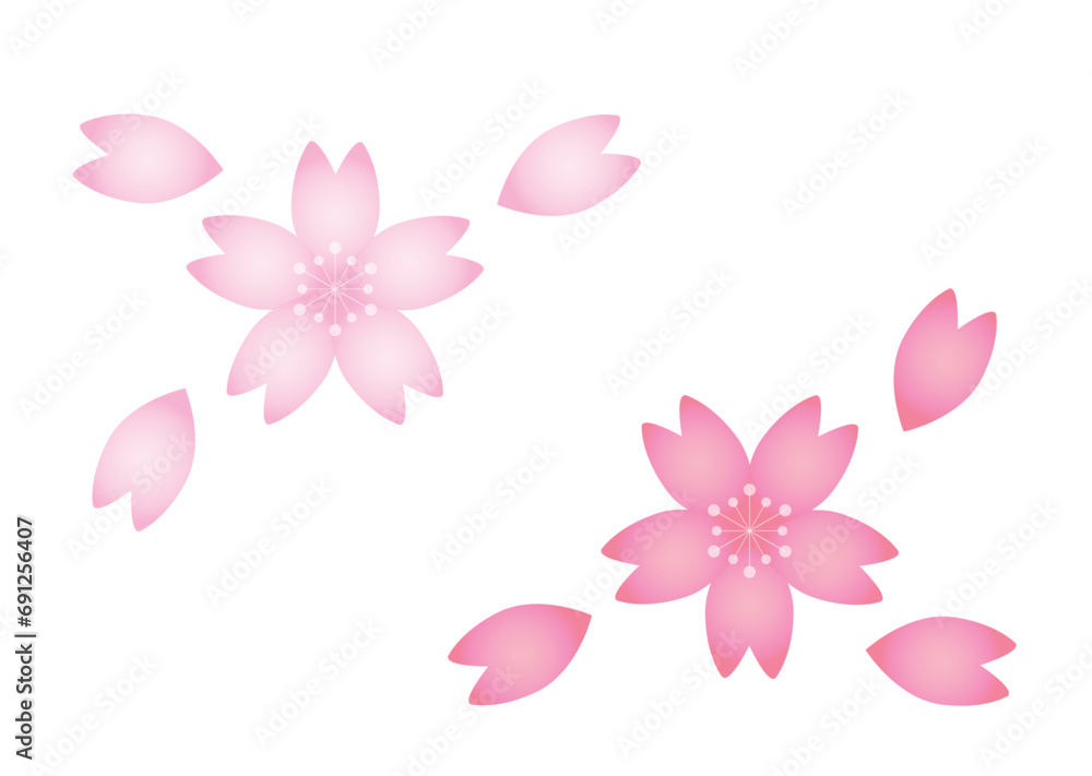 シンプルなグラデーションの桜の花びら シンプルなグラデーションの桜の花びら