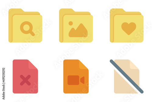 files and folders flat icon set bundle 06