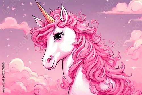 Cute close-up of a pink unicorn painting
