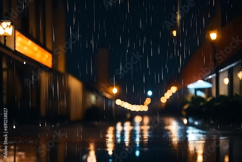 Damp weather and cozy city lights at night