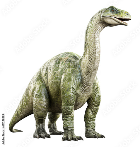 portrait of ancient animal  brontosaurus dinosaur on transparent background  generative ai