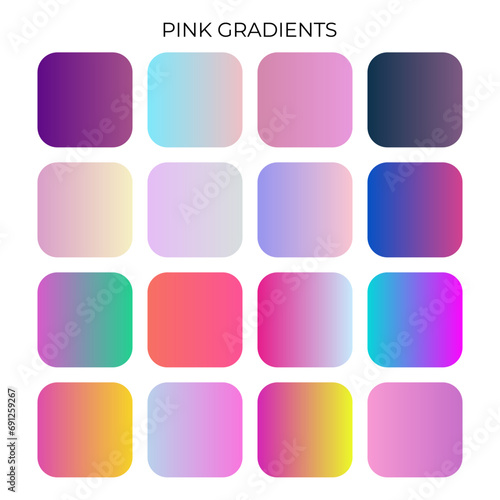 SET OF PINK GRADIENT COLOR PALETTE