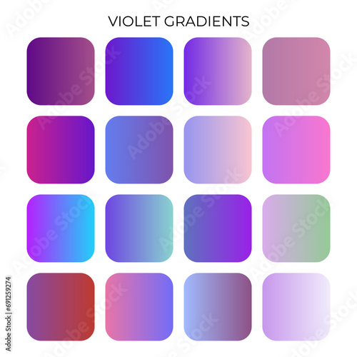 SET OF VIOLET GRADIENT COLOR PALETTE