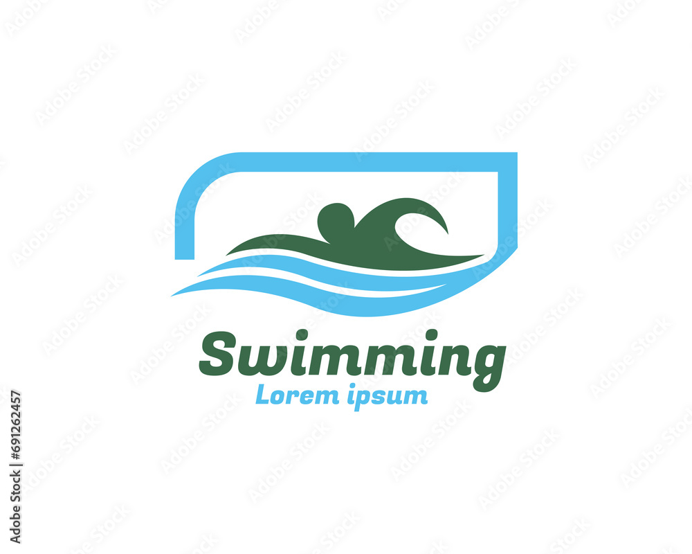 Fototapeta premium swimming art logo design template illustration inspiration